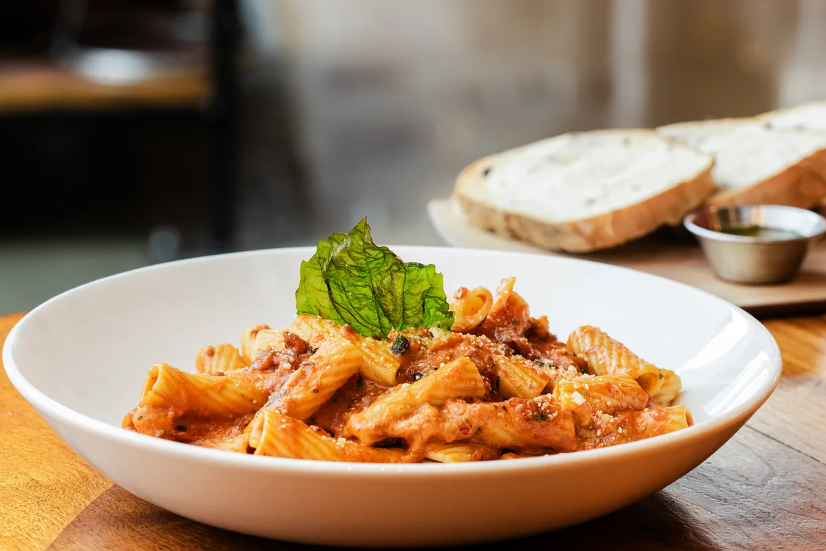 A fresh pasta entrée from the Russo’s Italian kitchen